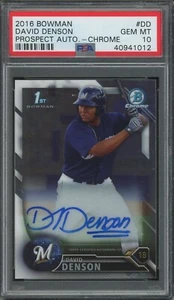 2016 Bowman Prospect Auto #CPA-DD David Denson PSA 10 GEM MINT RC - Picture 1 of 1