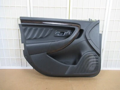 13-19 Ford Taurus LEFT Front Power Door Panel Trim ALL BLACK Leather Woodgrain - Image 1 of 4
