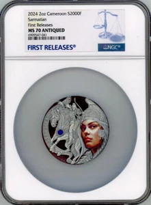 2024 Cameroon 2 Ounce Sarmatian Femina Bellator HR Silver Coin NGC 70 FR - Picture 1 of 6
