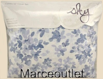 Sky Blue Meadow Collection FULL / QUEEN Duvet Cover & Shams Set Blue / White - Image 1 of 4