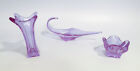 Murano Glas Vase Aschenbecher Schale lila violett 50/60er Jahre 3 Teile Vintage