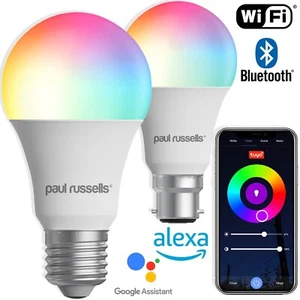 WiFi LED Smart Bulbs RGB Google Alexa E27 B22 Color Changing Light Bulb Dimmable - Picture 1 of 10