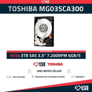 TOSHIBA MG03SCA300 3TB HDD 3.5" SAS-2 6GB/S 7.2K 64MB SERVIDORES HP / DELL / IBM - Photo 1/8