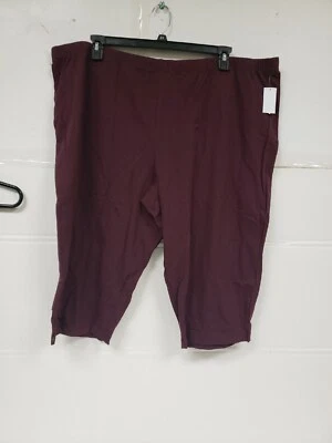 Leggings Laura Scott Feminina Plus Knit Capri Marrom Cintura Elástica Tamanho 3X Nova Com Etiqueta - Imagem 1 de 4