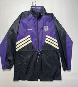 Anderlecht Vintage Rain Jacket Adidas 1990s Men Full Zip Soccer Size S