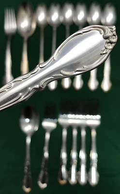 15 piezas HORQUILLAS PLATEADAS LUZ DE LUNA SOPA Y CUCHARAS DE TÉ HELADAS + Wm Rogers Foto 1 de 4