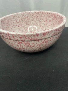 L@@K: Coche Stoneware Pink or Red Spongeware Mixing Bowl made in Portugal - Picture 1 of 9