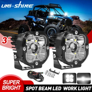 2X 3'' 600w Led Laser Light Bar Spot Flood Beam for Can Am Polaris RZR UTV ATV - Picture 1 of 9