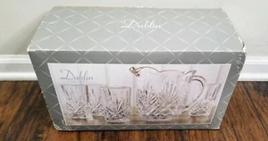 DUBLIN SHANNON CRYSTAL 46oz PITCHER 4 10oz Highball GLASS GODINGER Drinkware Set - Picture 1 of 2