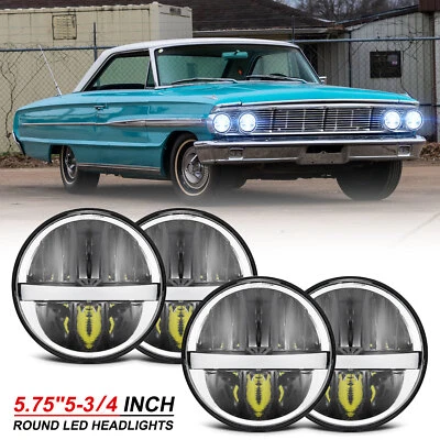 For Ford Galaxie 500 1962-1974 4PCS 5.75" 5-3/4'' LED Halo Headlights Hi-Lo Beam - Image 1 of 4