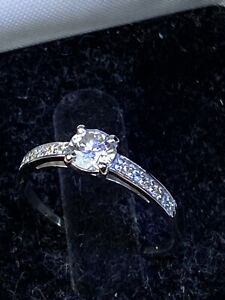 Anello diamante 0,52 ct brillante colore G & VS1 585 oro bianco solitario anello da donna