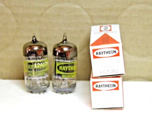 A MATCHED PAIR OF RAYTHEON 12AU7A/ECC82/5814A TRIPLE MICA NOS/NIB VACUUM TUBES - Picture 1 of 2