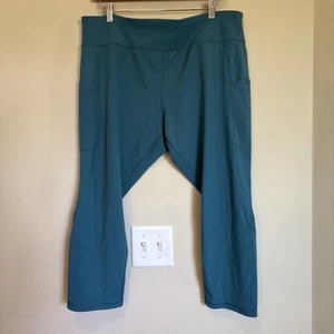 Duluth Leggings Womens XL TEAL Noga Armachillo Crop Capri Ruched Pocket - Picture 1 of 10
