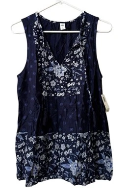 Camiseta sin mangas Old Navy para mujer talla pequeña azul cachemira floral cuello en V sin mangas playa nueva con etiquetas Foto 1 de 4