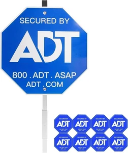 Security Signs & 8 Pcs ADT Window Stickers 28" ADT Yard Sign with Aluminum Stake - Picture 1 of 12