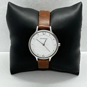 Skagen Anita SKW2399 Women's Brown Leather Analog Silver Dial Wrist Watch JNA538 - Picture 1 of 11