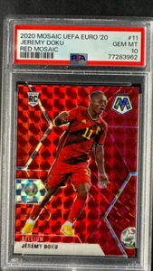 2020 Mosaic UEFA Euro Red MOSAIC Jeremy Doku RC Rookie PSA 10 POP 8 - Picture 1 of 2