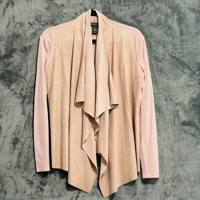 I.N.C. Chaqueta Cárdigan Cortina Abierta Talla PM Rosa Elastizada Imitación Gamuza Informal Foto 1 de 4
