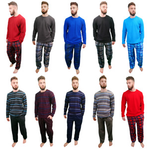 Mens Warm Fleece Loungewear Winter PJ Pyjama Set PJ's Pyjamas Sets Tartan Warm