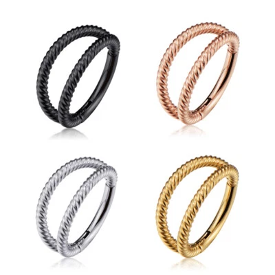 1,2mm 2er Clicker Segment Ring gedreht Scharnier Silber Ohr Conch Helix Piercing - Bild 1 von 3