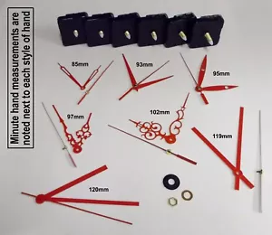 DIY Quartz Clock Movement Mechanism with Red Hands & Parts. Repair / Wall Clock - Picture 1 of 1