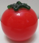 Decorative Vegetable Hand Crafted Art Glass Red Tomato Green Stem 3 1/2" Tall