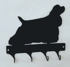 Cocker Spaniel 4 Haken Leine Schlüsselanhänger schwarz Schmiedeeisen Optik Made in USA - Bild 1 von 1