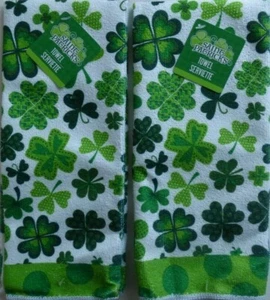 New St Patrick's Shamrock Polyester Kitchen Towel ~ Qty 2 - Picture 1 of 2