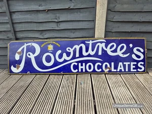 1930s ROWNTREES CHOCOLATES Enamel Sign Advertising LARGE 60" x 15" - Picture 1 of 12