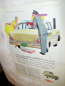 1958 Chevy Biscayne large-mag car ad -fashion- "You'll like being looked at" - Picture 1 of 1