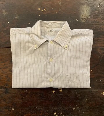 Camisa social listrada Manhattan vintage década de 1940 década de 1950 média - Imagem 1 de 4