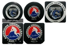 BRIDGEPORT SOUND TIGERS AHL CANADA GAME PUCK VINTAGE red white & blue back