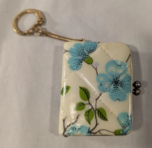 Mini Keychain Coin Purse MADE IN JAPAN Floral Plastic 1960s Vintage Snap Closure - Picture 1 of 5