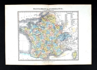 Mapa 1848 D Nimmo Francia Bélgica Suiza Cerdeña París Bruselas Zúrich Foto 1 de 4