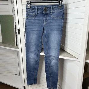2 Pair Mudd Girls Denim Mid-Rise Jean Legging Size 10 Faux Front Pockets EUC! - Picture 1 of 8