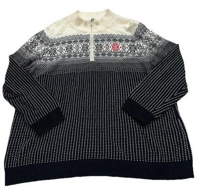 Talbots Women’s 2X Ski Lodge Cabincore 1/4 Zip Sweater Wintery Geo Fair Isle - Image 1 of 4