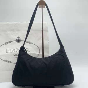 Prada Tessuto Nylon Tote Bag Black Authentic Hobo Shoulder Purse - Picture 1 of 15