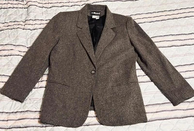 Chaqueta Blazer Sag Harbor Talla 10P Para Mujer Gris Carbón 70% Mezcla Lana Foto 1 de 4