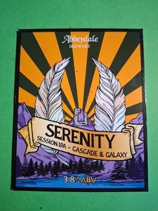 ABBEYDALE brewery SERENITY real ale beer pump clip badge front cascade & galaxy - Imagen 1 de 1