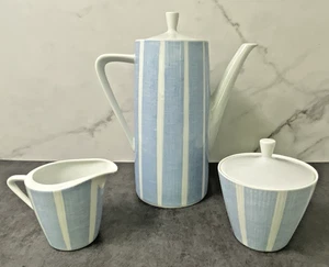 Vintage Bavaria Qualitats Monika Porzellan Stripe Teapot, Sugar Bowl Creamer Set - Picture 1 of 13