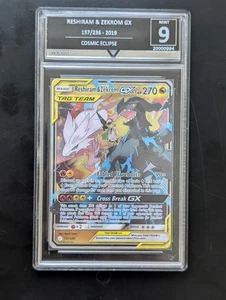 GG 9 Reshiram & Zekrom 157/236 GX Cosmic Eclipse Full Art GetGraded Mint Not Psa - Picture 1 of 2