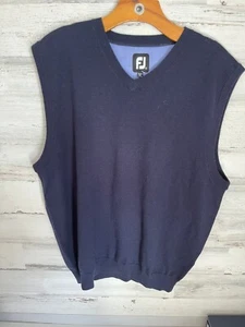 FootJoy Pullover Herren Large Blau 100% Wolle Pulli V-Ausschnitt Sweater Weste - Bild 1 von 4