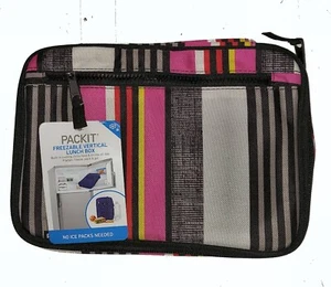 Freezable Lunch Box Bag with Zip Closure | Vertical Stripes - Picture 1 of 1