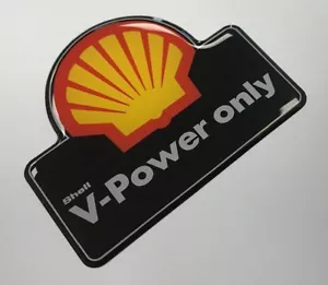 SHELL V-Power only - Black Sticker - 38mm x 31mm - HIGH GLOSS DOMED GEL FINISH - Afbeelding 1 van 4