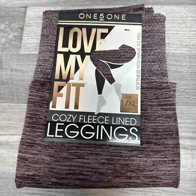 NEW  Cozy Fleece Lined Leggings Love My Fit L/XL Fits 10-16 Plum Soft - Image 1 of 4