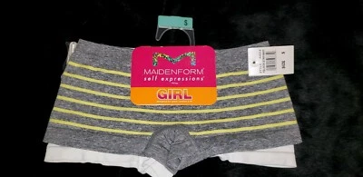 Maidenform Self Expressions Girl Boy Shorts Set Of 2 Size S(6/6X) 1 Grey/1 White - Image 1 of 3