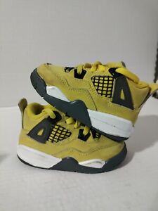 Nike Air Jordan 4 Retro Lightning Sneakers Toddler Size 6C Yellow BQ7670-700