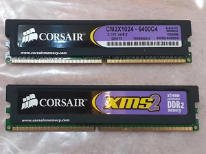 Corsair XMS2 1 GB DIMM 800 MHz DDR2 Memory RAM CM2X1024-6400C4 Lot of 2 - Picture 1 of 5