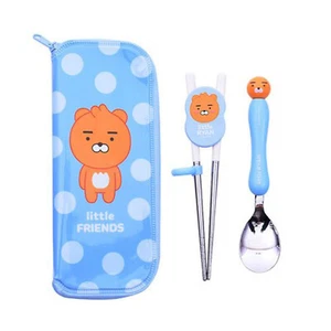 Kakao Little Friends Lion Mascot Kids Correction Chopsticks Spoon Case Set  - Picture 1 of 5