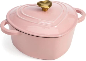 Paris Hilton Enameled Cast Iron Dutch Oven Heart-Shaped Pot with Lid - Picture 1 of 12